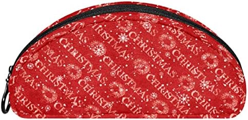 Mala vrećica za šminku, patentno torbica Travel Cosmetic organizator za žene i djevojke, sretan božićni crveni snježni pahuljica Vintage