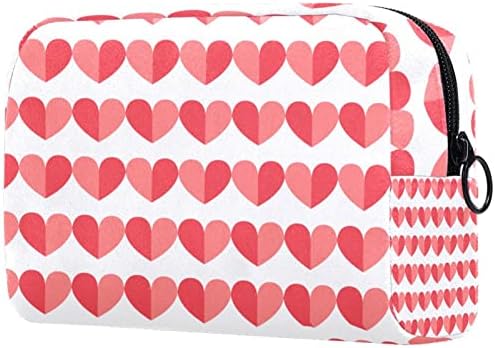 Mala šminkarska torba, patentno torbica Travel Kozmetički organizator za žene i djevojke, Valentine Pink Heart Love