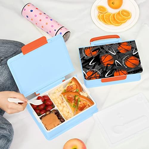 Mcchiver Basketball Bento Box Kids Kutija za ručak sa ručkom prenosni ručak sa kašikom vilica nepropusna bento kutije za poklone Svakodnevna upotreba Muškarci