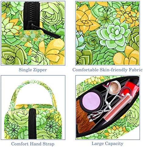 Kozmetičke vrećice za žene, torbe torbice šminkeri organizator za skladištenje šminke za makeup Girls, cvijeće zeleni žuti sukulentori