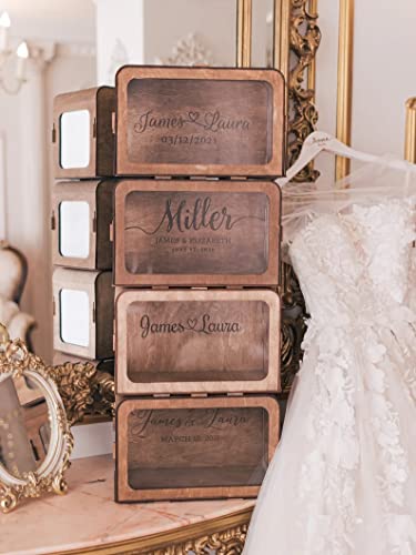 Prilagođena kutija za svadbenu karticu, rustikalni dekor vjenčanja, boho vjenčanica, kutija za vjenčanje, kutija za novac, drvo i akril, božićni pokloni