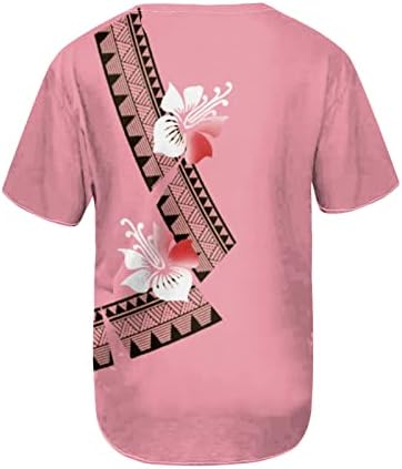 Ženski vrhovi za gamaše, Dressy Geometric tiskane kratke rukavske ljetne majice plus veličine V-izrez T majica Labavi ties