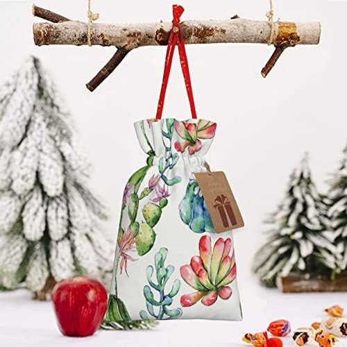 Direktori božićne torbe za poklon tropsko-sukulenti-akvarel predstavlja vezu za pakiranje Xmas poklon zamotavanje vreća