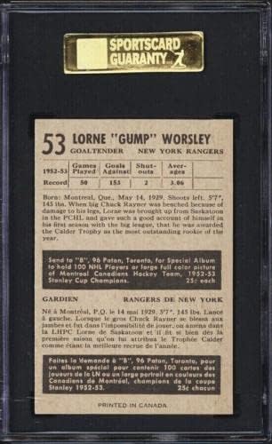 1953 Parkhurst # 53 Lorne Gump Worsley Rookie kartica SGC 9 mint ~ Nisko stanovništvo - Hokejske ploče s rookie karticama