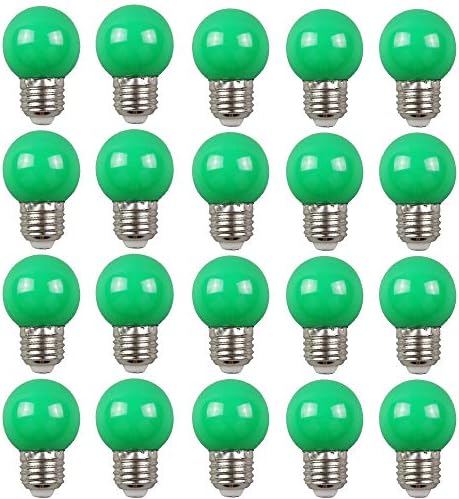 Huamu zelene sijalice, G45 dekorativne LED Sijalice, 2W 120V, E27 osnovne sijalice u boji 100lm za Božićne rođendanske zabave za Noć vještica, trijem, spavaća soba, Terasa, 20 pakovanja