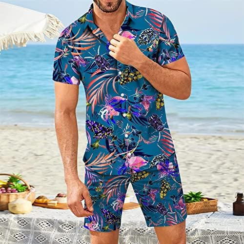 Ispisano ljeto proljeće Muške casual kratkog gumti Postavi ležerne kratke hlače na plaži Majica Muška odijela za muškarce