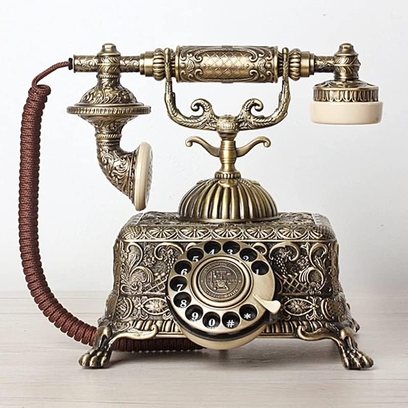 SDFGH Metal Vintage Antikni Telefon Old Faided Corded Telefon fiksni telefon sa rotacijskim biranjem za uređenje kućnog ureda
