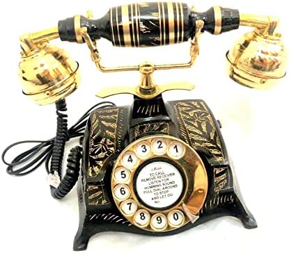 Villa nautički vintage antikvitetni nautički čvrsti lijepi crni viktorijanski mesing rotacijski biranje telefon telefon
