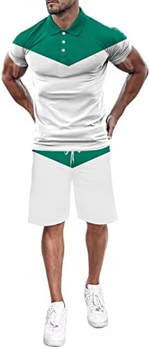 Muška modna majica i kratke hlače za kratki rukavt, ljeto 2 komada odjeća za muške skladište odijela zelena