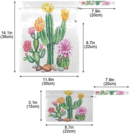 Xigua Cactus cvijeće vodootporne mokre torbe za pelene za pelene koji se može zamijeniti vlažne suhe kese sa 2 džepa sa zatvaračem