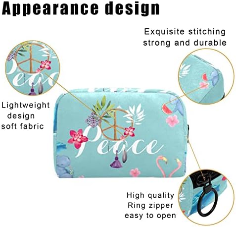 Mala šminkarska torba, patentno torbica Travel Cosmetic organizator za žene i djevojke, mir Flamingo Tropsko ananas Hippo
