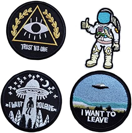 4pcs smiješno povjerenje Nitko astronaut ufo želim ostaviti željezo na šivanju na flasteru, vezeni grb grb zakrpa