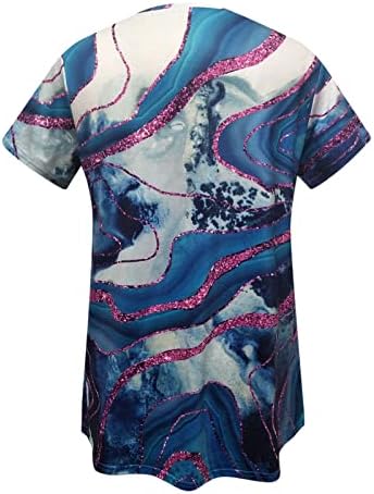 Ženski ljetni vrhovi 2023 Modni tiskani ležerni kratki rukav okrugli vrat pulover dugih majica bluza tunika