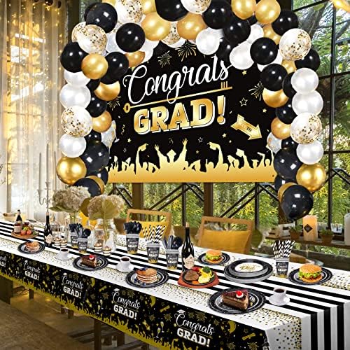 Diplomski ukrasi klasa 2023. godine, komplet dekora za diplomske zabave 289 kom sa balonima, pozadinom, stolnjakom, papirnim tanjirima