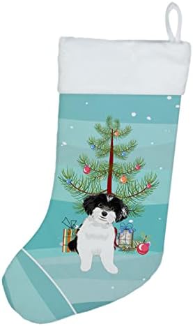 Caroline's bysures WDK3167CS Shih-tzu crno-bijelo 4 božićne božićne čarape, kamin Viseće čarape Božićna sezona Party Decor Decor