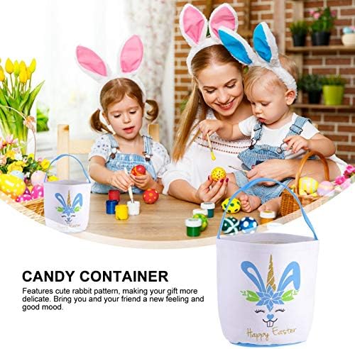 Toyvian Toy Bunny Happy Easter Bunny Basket Bag pamučno platno nošenje poklon torba za jaja dečije igračke Kanta tote Candy Storage