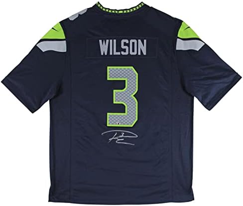 Seahawks Russell Wilson potpisao mornaricu Blue Nike dres fanatika - autogramirani NFL dresovi
