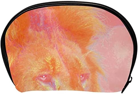 Mala šminkarska torba, patentno torbica Travel Cosmetic organizator za žene i djevojke, lav uzorak životinja Big Cat Pink Gold