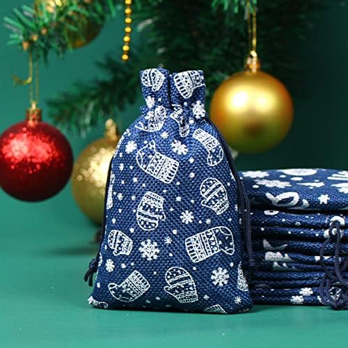 XIOS Božićna dekoracija 2022 laneni džepni pamučni laneni slatkiši vezice pahuljica Božićno skladište poklon torba torba za odlaganje torbe Organizator pređe