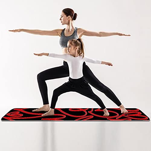 Prostirka za jogu crna crvena ljubavna srca uzorak Eco Friendly neklizajuća podloga za fitnes vježbe za Pilates i vježbe na podu
