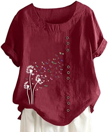Lounge bluza Juniors kratki rukav CrewNeck posteljina maslačka cvjetni vintage vrhovi T majice tinejdžerske djevojke xz