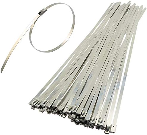 Longdex metalni zip veze 50pcs 11.8inch 304 višenamjenski kabl za samozabranljivi kabl od nehrđajućeg čelika