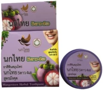 Tajlandska biljna pasta za zube NOKTHAI 5star4a Thai Mangosteen biljna pasta za zube koncentrirana Formula iz prirode smanjuje loš zadah 25 g.