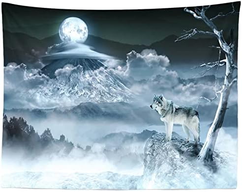 Loccor 10x6. 5ft tkanina Wolf pozadina Foggy Spooky Noćna pozadina tapiserija za male životinje zidna viseća dekoracija rođendanske