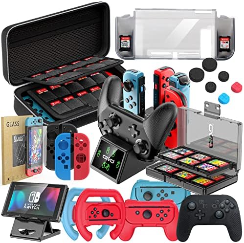 Oivo accessories Bundle za Nintendo Switch, komplet sa torbicom za nošenje & zaštitnik ekrana, punjač Dock, Playstand, Switch Game