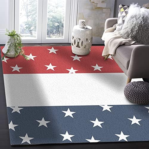 Dnevna zvezda na plavom crvenom tepihu meka tepih za bedrrom dnevni boravak USA zastava Patriotic Stripe non proliva mat za decu igraonica,