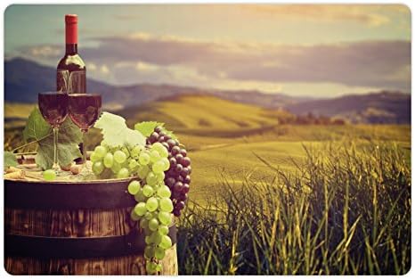 Ambesonne Vinska prostirka za kućne ljubimce za hranu i vodu, Italija Toskana pejzaž ruralni vinograd jesenska žetva grožđe piće vinogradarstvo,
