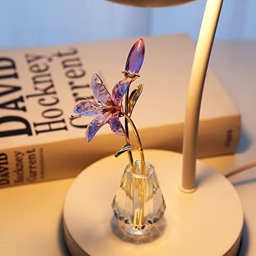 Dug s Longwin-a 1pc Purple Crystal Tiger Lily Flower Figurine i 1pc plave kristalne ljubičaste figurice za cvijeće Kućni dekor - Poklon Ideja za Valentinovo, Dan majke