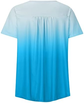 Ženske vrhove Dressy Casual Ljeto kratkih rukava Tunike Bluze Gradijent Flowy Majice Labavi montirani vrhovi udobnih majica