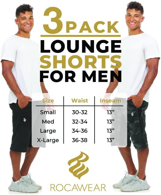 Rocawear | 3 pakovanje fleece lounge kratke hlače | Elastični struk za kratke hlače | 13 inseam | muške zvezne kratke hlače za muškarce