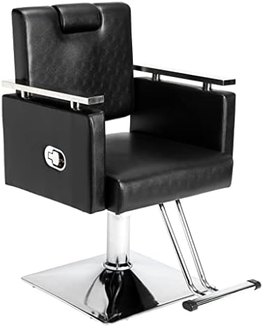 MGWYE Barber stolica naslonjena za šišanje stolica kvadratna baza frizerska stolica stolica za kozmetički Salon Crna