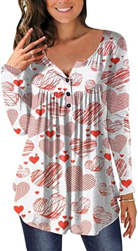 Valentines odijelo za žene Slatka majica srca Ljubav dugi rukav košulju Žene žene Žene Ležerne prilike Košulje za žene Trendy