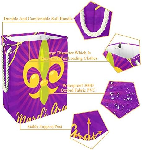 Purple Bright Fleur De list simbol Mardi Gras Home sklopiva korpa za veš sklopiva krpa za veš ostava u spavaonici