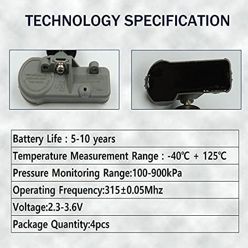 Hisport TPMS senzor pritiska u gumama 13581558-4pcs sustav za nadzor pritiska u gumama TPMS senzor 315MHz kompatibilan sa Buickom