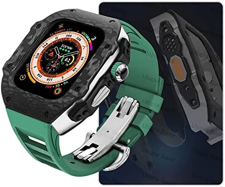 BOLSA Carbon modifikacija vlakana za Apple Watch Case Ultra 49mm za IWATCH 8 7 6 5 4 SE 45mm 44mm Fluorni gumeni traki luksuz