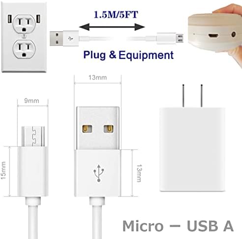 5FT USB mikro jogasp adapterski punjač Kabel kompatibilan za YogaSleep Hushh prijenosni stroj za bijelu buku za bebe, yogasleep rohm bijeli šum za bijelu buku za žicu za punjenje kabela za punjenje