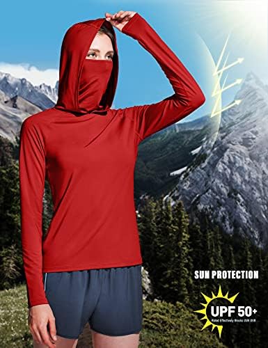 TSLA ženske kapute za zaštitu od sunca od sunce 50+ sa maskom za lice, lagana suho fit s dugim rukavom za sunčanje