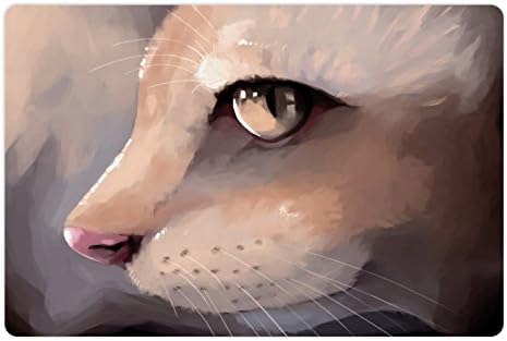 Ambesonne Cat Pet Mat za hranu i vodu, ilustracija mačka portret Kitty zumira velike očima Whiskers Meow Savremeni dizajn, pravokutnik