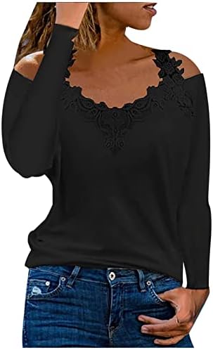 Dugi rukav Tshirt ženska jesen ljeto meka udobna 2023 odjeća modni čipkasti V vrat Lounge bluza majica za damu 9H 9H