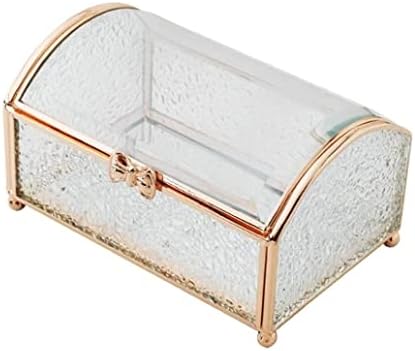 Kutija za nakit Je nakit Case Vodovarska ručka stakla i luk kopča Champagne Gold Nakit Organizator Organizator Pravokutnik nakit Prikaz.