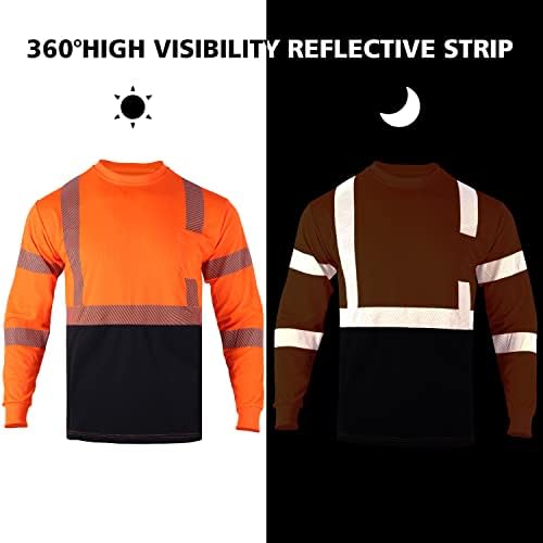 Fonirra Sigurnosne majice visoke vidljivosti za muškarce Reflection ANSI klasa 2 Dugi rukav Hi Vis Građevinski rad Majica