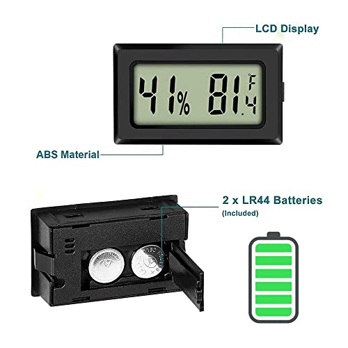 Hygrometar od mini termoemetika Rojuna, 6-pakovanje Veliki broj Fahrenheit LCD displej Digitalni temperatura Mjera vlaga mjerača za staklenicu, vrt, podrum, hladnjak