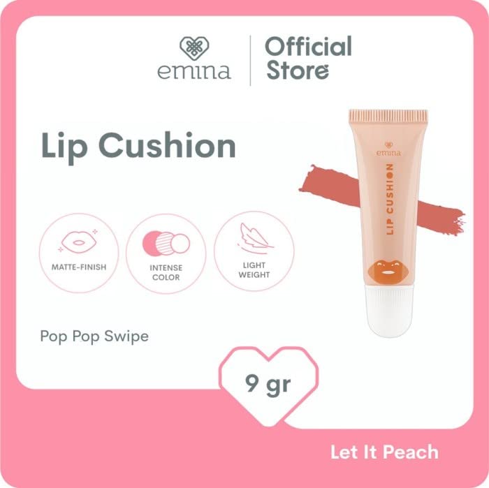 Emina jastuk za usne 01. Let It Peach 9g-Emina jastuk za usne zabavan je način za svjež i mat izgled. Baršunasta tekstura intenzivne