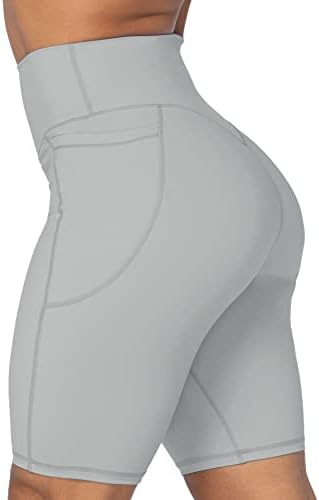 Sunzel 10 / 8 / 5 Biciklističke gaćice za žene sa džepovima, visoki čekići Yoga Athletic Teretana Kompresija Duge kratke hlače