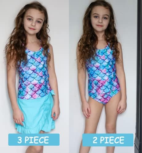 Djevojke kupaće od 3 komada Tankini kupaći kostim set slatkih kostimi za bikini s poklopcem UPS plaža suknja 6-12 godina