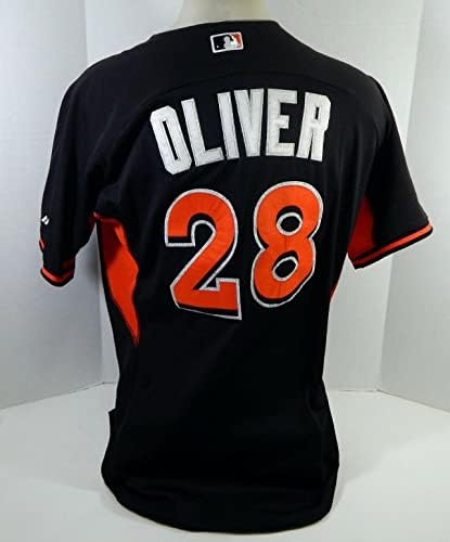 2014-16 Miami Marlins Dejai Oliver 28 Igra Rabljeni Black Jersey St BP 48 DP18434 - Igra Polovni MLB dresovi